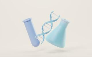 DNA and chemical equipment, 3d rendering. photo