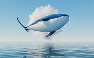 Whale with cartoon style, 3d rendering. photo