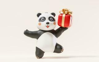 Panda with cartoon style, 3d rendering. photo