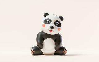 panda con dibujos animados estilo, 3d representación. foto