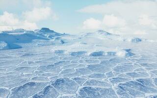 Ice ground with crack pattern, 3d rendering. photo