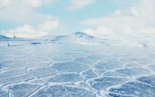 Ice ground with crack pattern, 3d rendering. photo