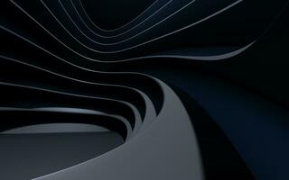 Dark curve geometry structure, 3d rendering. photo