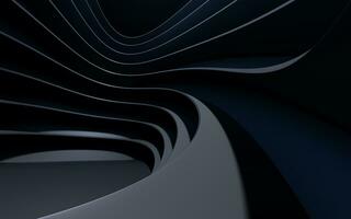 Dark curve geometry structure, 3d rendering. photo