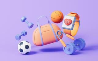 Fitness with cartoon style, 3d rendering. photo