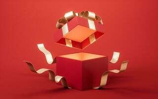 Opening gift box, festivals and celebrations, 3d rendering. photo