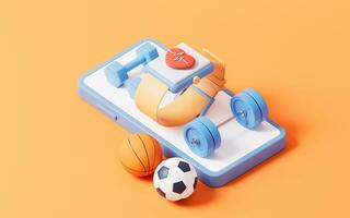 Fitness with cartoon style, 3d rendering. photo