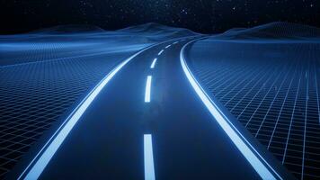 Highway road with digital space background, 3d rendering. photo