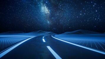 Highway road with digital space background, 3d rendering. photo