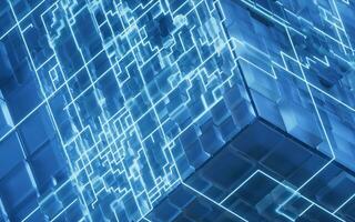 Abstract technology cube construction, 3d rendering. photo