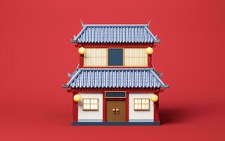 Chinese ancient building with retro style, 3d rendering. photo