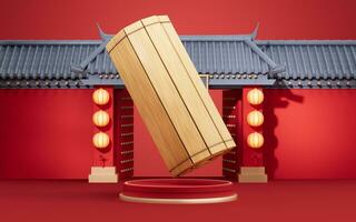 Retro Chinese acient bamboo slip, 3d rendering. photo