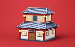 Chinese ancient building with retro style, 3d rendering. photo