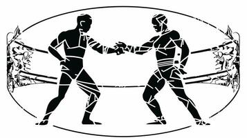 elegante duelo de judo luchadores descubrir nuestra bandera exhibiendo el arte y precisión de japonés personal combate vector