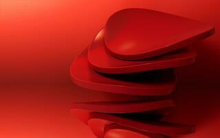 Abstract red curve geometry background, 3d rendering. photo