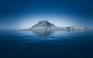 Lake and snow mountains, 3d rendering. photo