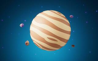 Cartoon style planet in the outer space, 3d rendering. photo