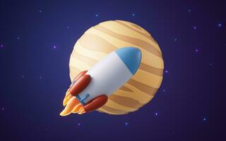 Rocket and outer space, 3d rendering. photo