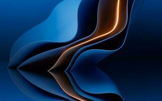 Abstract blue curve geometry, 3d rendering. photo