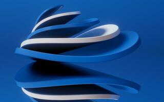 Abstract blue curve geometry, 3d rendering. photo