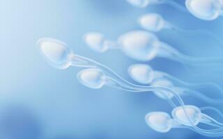 Human sperm cells, 3d rendering. photo