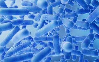 Large groups of germs with blue background, 3d rendering. photo