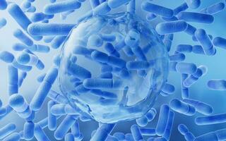 Large groups of germs with blue background, 3d rendering. photo