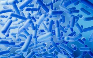 Large groups of germs with blue background, 3d rendering. photo