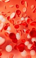 sangre y rojo sangre células, 3d representación. foto
