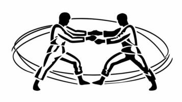 elegante duelo de judo luchadores descubrir nuestra bandera exhibiendo el arte y precisión de japonés personal combate vector