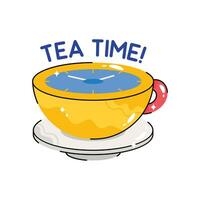 Tea time doodle vector colorful  Sticker. EPS 10 file