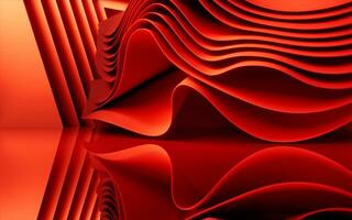 Abstract red curve stage background, 3d rendering. photo