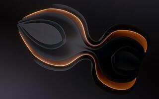 Dark curve geometry and glowing lines, 3d rendering. photo