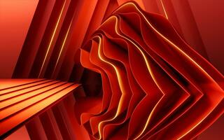 Abstract red curve stage background, 3d rendering. photo