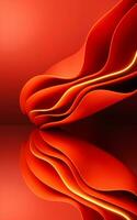 Abstract red curve geometry background, 3d rendering. photo