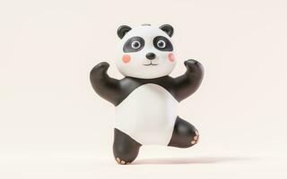 panda con dibujos animados estilo, 3d representación. foto