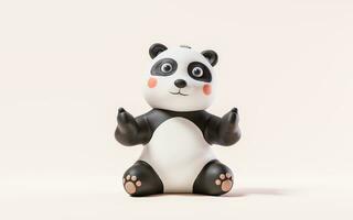 panda con dibujos animados estilo, 3d representación. foto