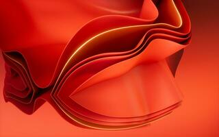 Abstract red curve geometry background, 3d rendering. photo