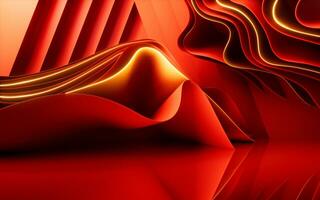 Abstract red curve stage background, 3d rendering. photo