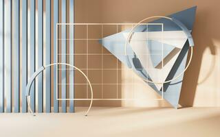 Empty room with geometry shapes, 3d rendering. photo