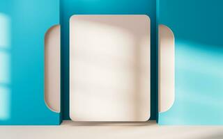 Empty room with geometry shapes, 3d rendering. photo