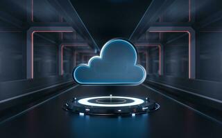 Cloud with technology background, 3d rendering. photo