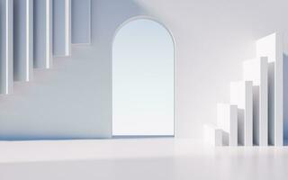 Empty building structure with geometric structure, 3d rendering. photo