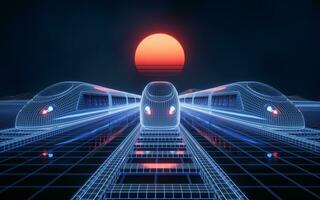 Digital high speed railway bullet train, 3d rendering. photo