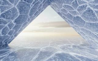 hielo suelo con grieta patrón, 3d representación. foto
