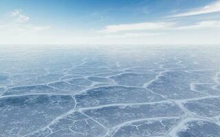 Ice ground with crack pattern, 3d rendering. photo