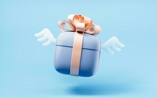 Gift box with cartoon style, 3d rendering. photo