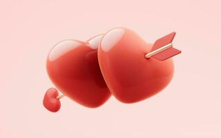 amor corazón y flecha con San Valentín día concepto, 3d representación. foto