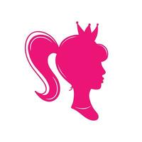 princess silhouette with crown, portrait. Illustration for backgrounds and packaging. Image can be used for greeting cards, posters and stickers. Isolated on white background. vector