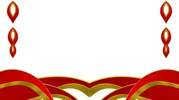 Three-dimensional. Abstract background animated with red and gold colors on black backdrop. Curved line graphic design. video